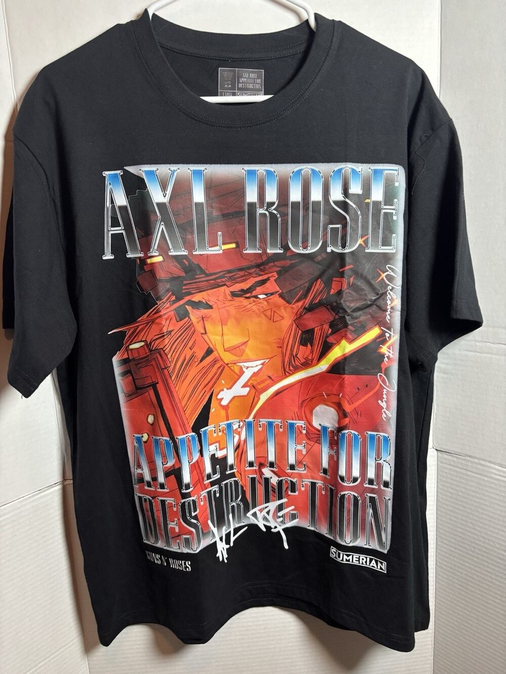 Guns N' Roses Axl Rose Appetite for Destruction Black Graphic T-Shirt Large